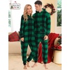image:imageSWOMOG Couples One Piece Pajamas Sets Christmas Men amp Women Fleece Winter Loungewear ZipUp Jumpsuit with Pockets PjsBig Plaid Black and Green