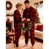 image:imageSWOMOG Couples One Piece Pajamas Sets Christmas Men amp Women Fleece Winter Loungewear ZipUp Jumpsuit with Pockets PjsBlack and Red Plaid