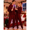 image:imageSWOMOG Couples One Piece Pajamas Sets Christmas Men amp Women Fleece Winter Loungewear ZipUp Jumpsuit with Pockets PjsRed Grid