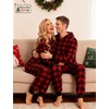 image:imageSWOMOG Couples One Piece Pajamas Sets Christmas Men amp Women Fleece Winter Loungewear ZipUp Jumpsuit with Pockets PjsRed Grid