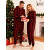 image:imageSWOMOG Couples One Piece Pajamas Sets Christmas Men amp Women Fleece Winter Loungewear ZipUp Jumpsuit with Pockets PjsRed Grid