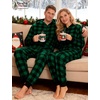 image:imageSWOMOG Couples One Piece Pajamas Sets Christmas Men amp Women Fleece Winter Loungewear ZipUp Jumpsuit with Pockets PjsSmall Plaid Black and Green