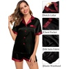 image:imageSWOMOG Couples Pajama Set Women amp Men Silk Satin Short Sleeve Set Top and Shorts Sleepwear Soft ButtonDown LoungewearBlackRed