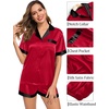 image:imageSWOMOG Couples Pajama Set Women amp Men Silk Satin Short Sleeve Set Top and Shorts Sleepwear Soft ButtonDown LoungewearRed