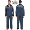 image:imageSWOMOG Couples Pajama Sets Men amp Women Satin Long Sleeve Sleepwear Silky Classic Button Down Soft Loungewear Pjs SetDeep Grey