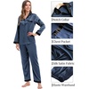 image:imageSWOMOG Couples Pajama Sets Men amp Women Satin Long Sleeve Sleepwear Silky Classic Button Down Soft Loungewear Pjs SetDeep Grey