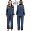 image:imageSWOMOG Couples Pajama Sets Men amp Women Satin Long Sleeve Sleepwear Silky Classic Button Down Soft Loungewear Pjs SetDeep Grey