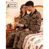 image:imageSWOMOG Couples Pajama Sets Men amp Women Satin Long Sleeve Sleepwear Silky Classic Button Down Soft Loungewear Pjs SetLeopard Print