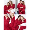 image:imageSWOMOG Couples Pajama Sets Men amp Women Satin Long Sleeve Sleepwear Silky Classic Button Down Soft Loungewear Pjs SetPure Red