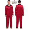 image:imageSWOMOG Couples Pajama Sets Men amp Women Satin Long Sleeve Sleepwear Silky Classic Button Down Soft Loungewear Pjs SetRed