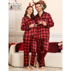image:imageSWOMOG Couples Pajama Sets Men amp Women Satin Long Sleeve Sleepwear Silky Classic Button Down Soft Loungewear Pjs SetRed Black Plaid