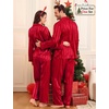 image:imageSWOMOG Couples Pajama Sets Men amp Women Satin Long Sleeve Sleepwear Silky Classic Button Down Soft Loungewear Pjs SetRed Striped