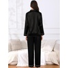 image:imageSWOMOG Couples Pajamas Womens ampMens Matching Pajamas Set Silk Satin Pj Set Long Sleeve Button Down Sleepwear 2 Pcs LoungewearBlack