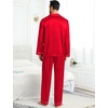 image:imageSWOMOG Couples Pajamas Womens ampMens Matching Pajamas Set Silk Satin Pj Set Long Sleeve Button Down Sleepwear 2 Pcs LoungewearBright Red