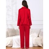 image:imageSWOMOG Couples Pajamas Womens ampMens Matching Pajamas Set Silk Satin Pj Set Long Sleeve Button Down Sleepwear 2 Pcs LoungewearBright Red