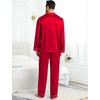 image:imageSWOMOG Couples Pajamas Womens ampMens Matching Pajamas Set Silk Satin Pj Set Long Sleeve Button Down Sleepwear 2 Pcs LoungewearDark Red