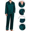 image:imageSWOMOG Couples Pajamas Womens ampMens Matching Pajamas Set Silk Satin Pj Set Long Sleeve Button Down Sleepwear 2 Pcs LoungewearDeep Green