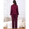 image:imageSWOMOG Couples Pajamas Womens ampMens Matching Pajamas Set Silk Satin Pj Set Long Sleeve Button Down Sleepwear 2 Pcs LoungewearDeep Wine Red