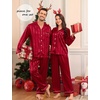image:imageSWOMOG Couples Pajamas Womens ampMens Matching Pajamas Set Silk Satin Pj Set Long Sleeve Button Down Sleepwear 2 Pcs LoungewearRed Striped
