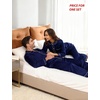 image:imageSWOMOG Couples Satin Pajamas Set 2PCS Pjs Sets Long Sleeve amp Pants Sleepwear Button Down Loungewear with Pocket Women Z  Double Piping  Deep Navy Blue XLarge