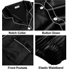 image:imageSWOMOG Couples Silky Satin Pajama Set Long Sleeve Pj Set Button Dwon Loungewear 2 PCS Sleepwear SetBlack