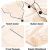 image:imageSWOMOG Couples Silky Satin Pajama Set Long Sleeve Pj Set Button Dwon Loungewear 2 PCS Sleepwear SetChampagne