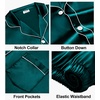 image:imageSWOMOG Couples Silky Satin Pajama Set Long Sleeve Pj Set Button Dwon Loungewear 2 PCS Sleepwear SetDeep Green