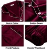 image:imageSWOMOG Couples Silky Satin Pajama Set Long Sleeve Pj Set Button Dwon Loungewear 2 PCS Sleepwear SetDeep Wine Red