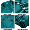 image:imageSWOMOG Couples Silky Satin Pajama Set Long Sleeve Pj Set Button Dwon Loungewear 2 PCS Sleepwear SetGreen