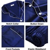 image:imageSWOMOG Couples Silky Satin Pajama Set Long Sleeve Pj Set Button Dwon Loungewear 2 PCS Sleepwear SetNavy Blue