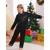 image:imageSWOMOG Family Matching Pajama Set 2Pcs Silk Satin Sleepwear Long Sleeve Button Down LoungewearBlack