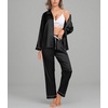 image:imageSWOMOG Family Matching Pajama Set 2Pcs Silk Satin Sleepwear Long Sleeve Button Down LoungewearBlack