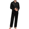 image:imageSWOMOG Family Matching Pajama Set 2Pcs Silk Satin Sleepwear Long Sleeve Button Down LoungewearBlack