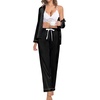 image:imageSWOMOG Family Matching Pajama Set 2Pcs Silk Satin Sleepwear Long Sleeve Button Down LoungewearBlack