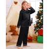 image:imageSWOMOG Family Matching Pajama Set 2Pcs Silk Satin Sleepwear Long Sleeve Button Down LoungewearBlack