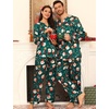 image:imageSWOMOG Family Matching Pajama Set 2Pcs Silk Satin Sleepwear Long Sleeve Button Down LoungewearGreen Santa