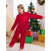 image:imageSWOMOG Family Matching Pajama Set 2Pcs Silk Satin Sleepwear Long Sleeve Button Down LoungewearRed