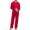 image:imageSWOMOG Family Matching Pajama Set 2Pcs Silk Satin Sleepwear Long Sleeve Button Down LoungewearRed