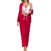 image:imageSWOMOG Family Matching Pajama Set 2Pcs Silk Satin Sleepwear Long Sleeve Button Down LoungewearRed