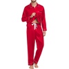 image:imageSWOMOG Family Matching Pajama Set 2Pcs Silk Satin Sleepwear Long Sleeve Button Down LoungewearRed
