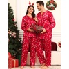 image:imageSWOMOG Family Matching Pajama Set 2Pcs Silk Satin Sleepwear Long Sleeve Button Down LoungewearRed Candy Cane