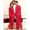 image:imageSWOMOG Family Matching Pajama Set 2Pcs Silk Satin Sleepwear Long Sleeve Button Down LoungewearRed Candy Cane
