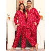 image:imageSWOMOG Family Matching Pajama Set 2Pcs Silk Satin Sleepwear Long Sleeve Button Down LoungewearRed Candy Cane