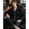 image:imageSWOMOG Men Pajamas Set Comfy Modal Pjs Button Down Sleepwear 2 Piece Long Sleeve Lounge Set Soft Nightwear with PocketsBlack