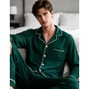 image:imageSWOMOG Men Pajamas Set Comfy Modal Pjs Button Down Sleepwear 2 Piece Long Sleeve Lounge Set Soft Nightwear with PocketsGreen