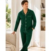 image:imageSWOMOG Men Pajamas Set Comfy Modal Pjs Button Down Sleepwear 2 Piece Long Sleeve Lounge Set Soft Nightwear with PocketsGreen