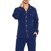 image:imageSWOMOG Men Pajamas Set Comfy Modal Pjs Button Down Sleepwear 2 Piece Long Sleeve Lounge Set Soft Nightwear with PocketsNavy Blue