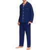 image:imageSWOMOG Men Pajamas Set Comfy Modal Pjs Button Down Sleepwear 2 Piece Long Sleeve Lounge Set Soft Nightwear with PocketsNavy Blue