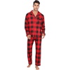 image:imageSWOMOG Men Pajamas Set Comfy Modal Pjs Button Down Sleepwear 2 Piece Long Sleeve Lounge Set Soft Nightwear with PocketsRed Black Plaid