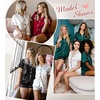 image:imageSWOMOG Satin Matching Pajamas Sets Couple Silk Button Down Nightwear Women amp Men Short Sleeve Sleepwear 2 Pieces LoungewearDark Green